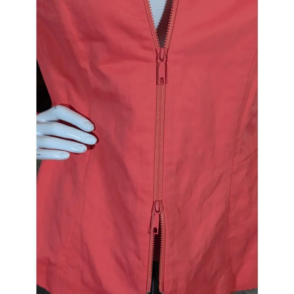 Lafayette 148 Jacket Woman's 6 Orange Double Zipper Lined‎ Bright Outdoors